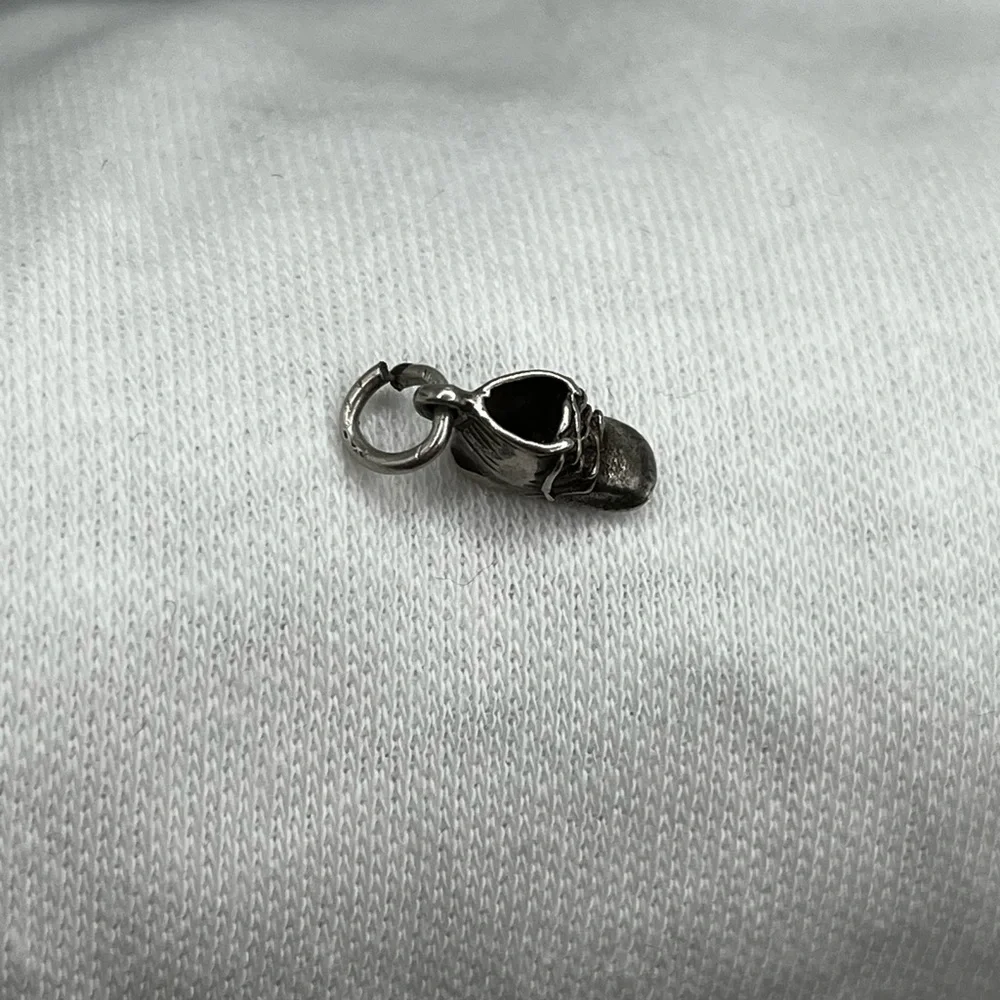 Vintage tiny baby shoe boot Sterling silver charm pendant